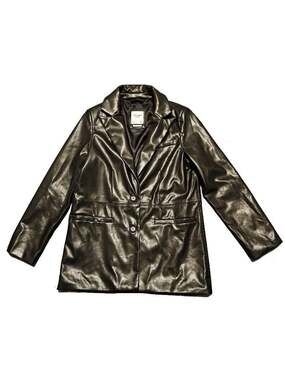 Abercrombie & Fitch Black Vegan Leather Size M Blazer EUC